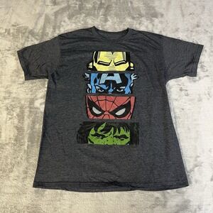 Marvel Gray Men's Large T-Shirt Superhero ironman captain america hulk spiderman